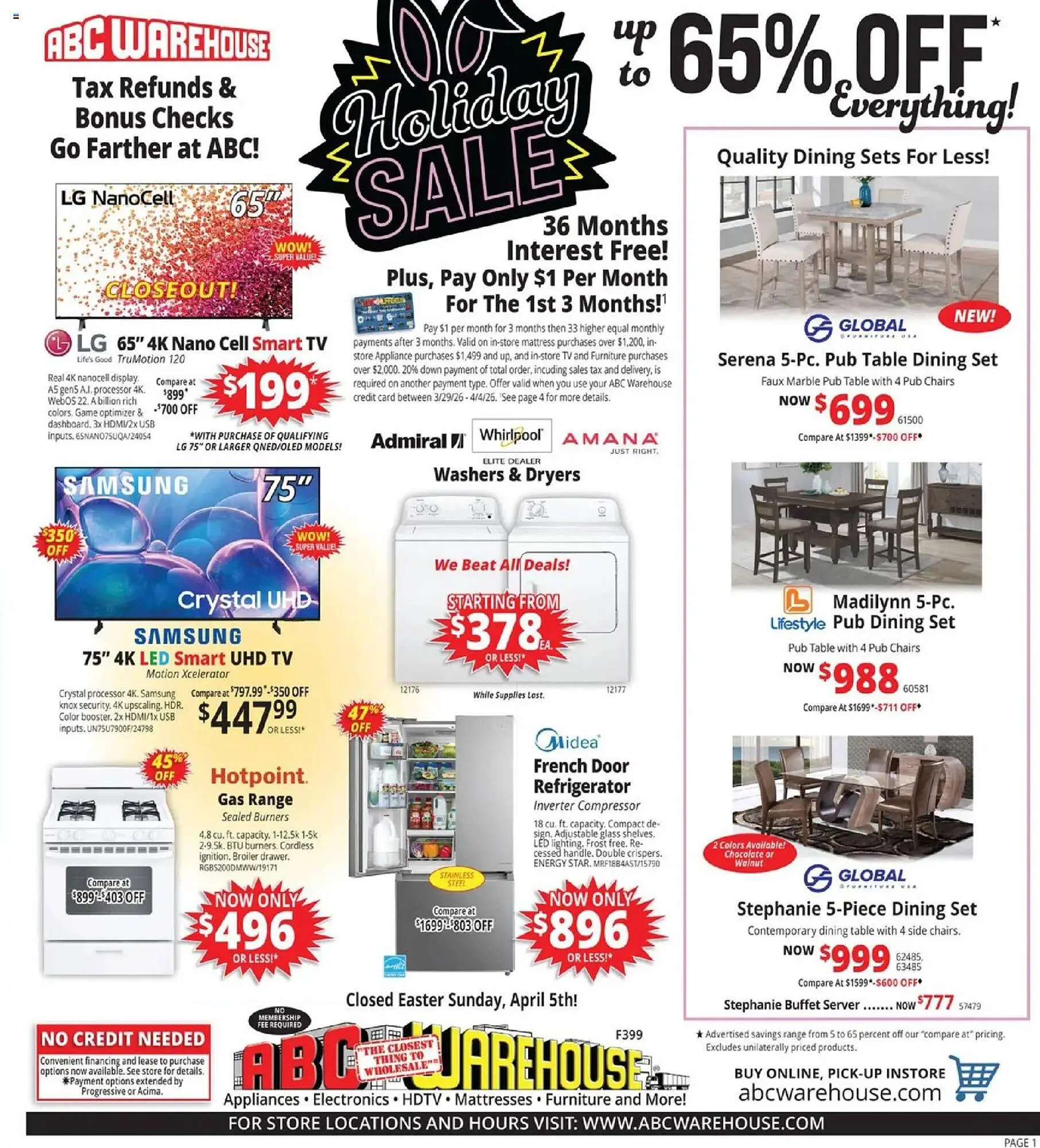 Weekly ad ABC Warehouse weekly ad from March 30 to April 5 2026 - Page 1