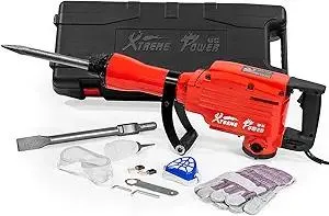 XtremepowerUS 2200W Demolition Electric Jack Hammer Power Drill Concrete Breaker Bar Point & Chisel Bits Chisel Set
