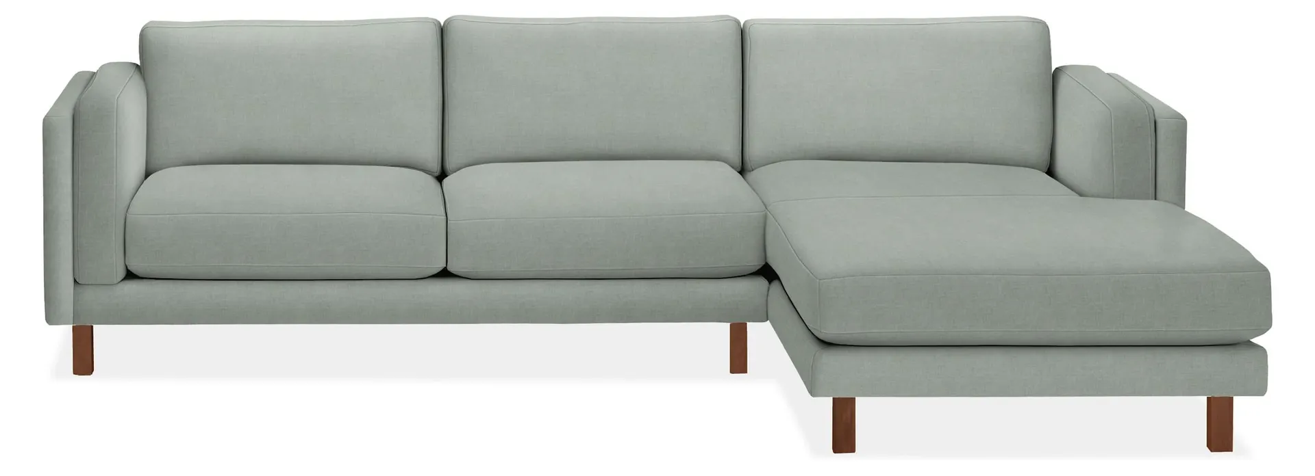 Cade 114" Sofa with Right-Arm Chaise in Mori Cloud w/Mocha Legs