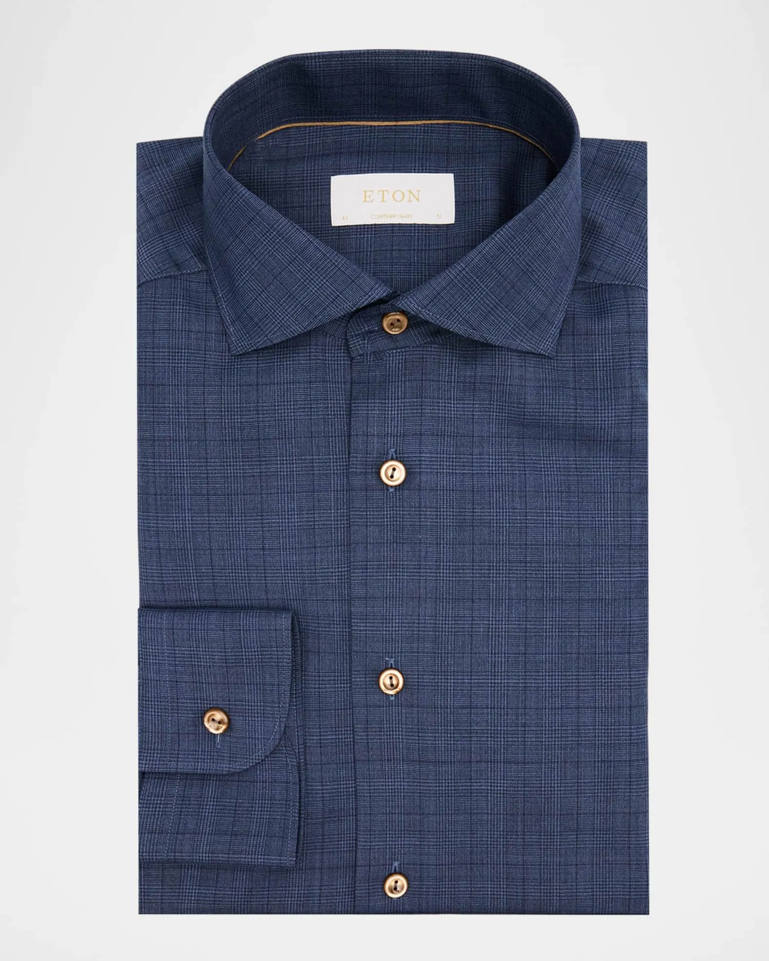 Men's Elevated Wool Micro-Check Contemporary-Fit Dress Shirt