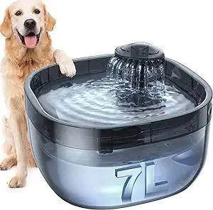 7L/1.8Gal Dog Water Fountain for Large Dog, FEELNEEDY Dog Water Bowl Dispenser Pet Water Fountain, Water Dispenser for Dogs with Ultra Quiet Pump for Multiple Pets with 3 Filters (FN-W05, Clear Blue)