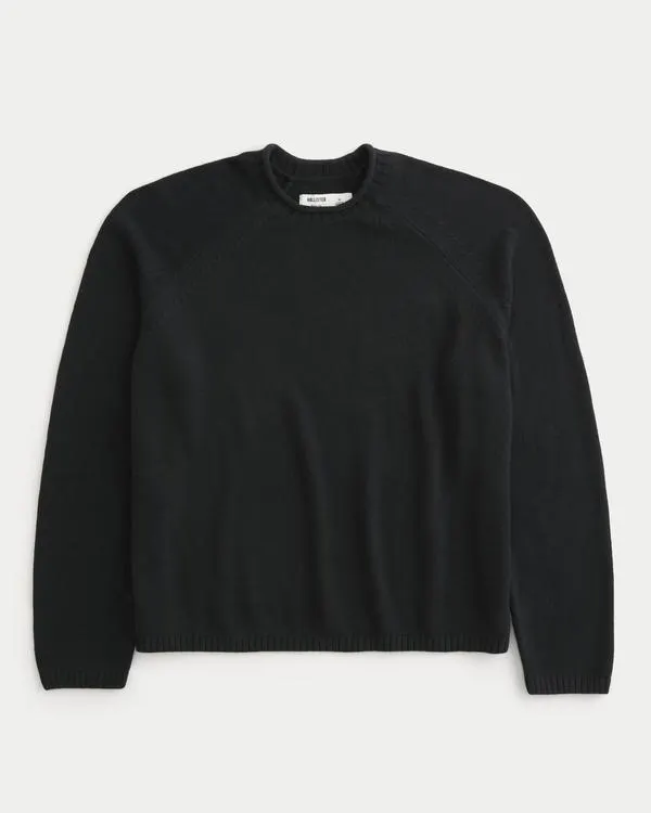 Boxy Roll-Neck Crew Sweater