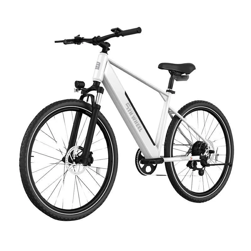 5th Wheel IMPACT Electric Bike - 700W Peak, 22 mph, 22 Mile Range, 265 lbs Capacity, 26" Tires - White