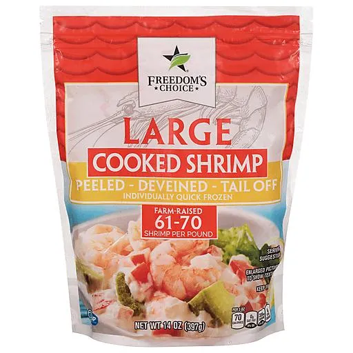 Freedom's Choice Large Tail-Off Cooked Shrimp 61-70 ct