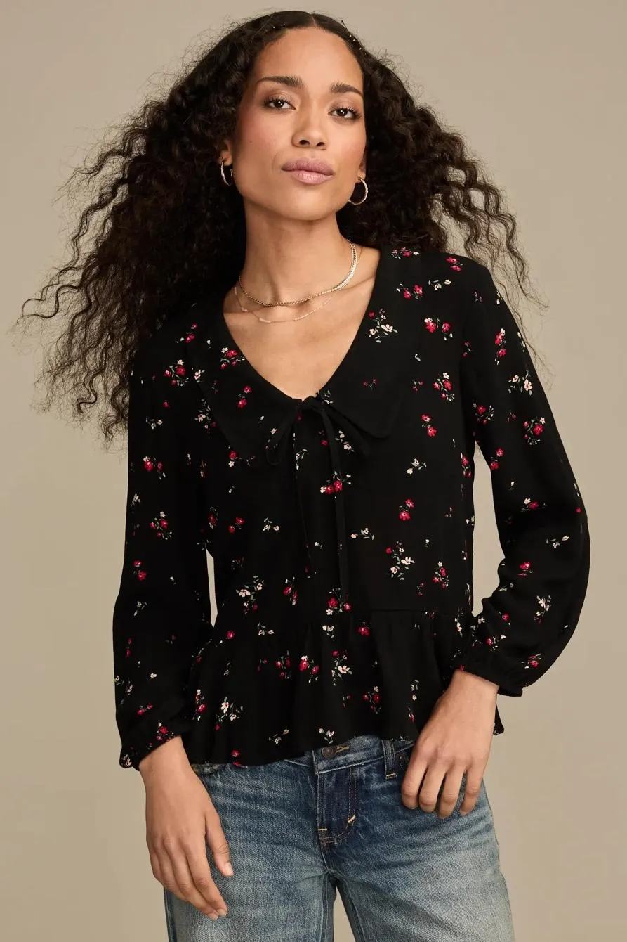 v neck peter pan blouse