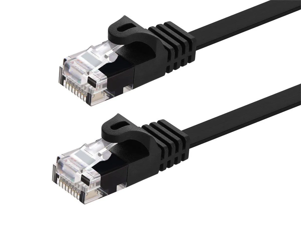 Monoprice Cat5e 5ft Black Flat Patch Cable, UTP, 30AWG, 350MHz, Pure Bare Copper, Snagless RJ45, Flexboot Series Ethernet Cable