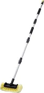 VEVOR Car Wash Brush, 66.7-Inch Extendable Car Washing Brush with Long Handle, 12" Scratch-Free Soft PVC Bristle Head, Flow-Thru Car Cleaning Mop Kit with Water Hose Attachment for Car RV Boat