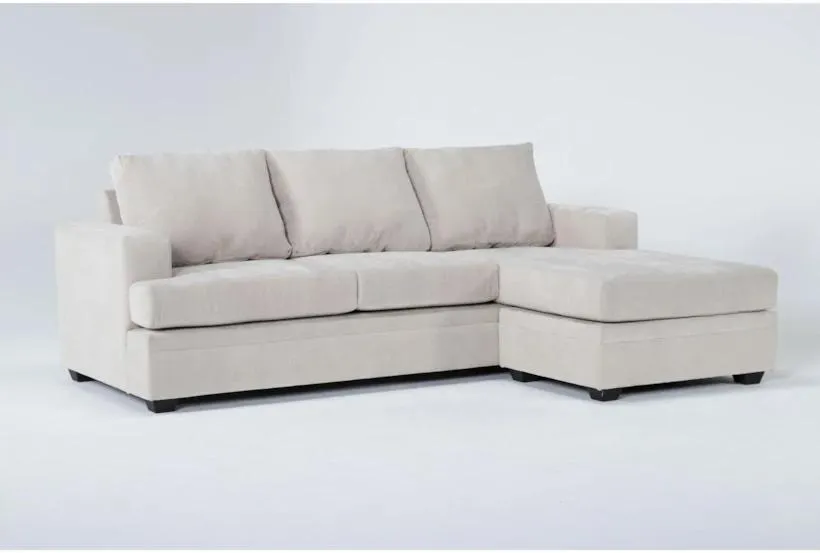 Bonaterra Sand Beige Fabric 97" Sofa with Reversible Chaise | Track Arms | Loose Reversible Back