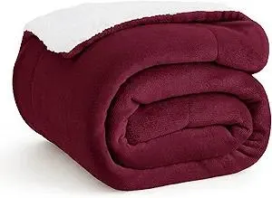 Bedsure GentleSoft Sherpa Fleece Throw Blanket for Couch - Thick and Warm Throw for Girls and Women, Soft Fuzzy Plush Christmas Blanket for Winter, Burgundy, 50x60 Inches