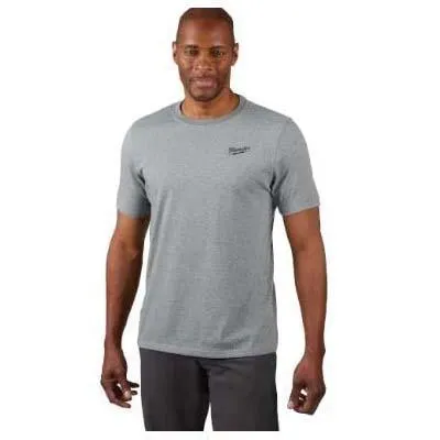 603G-XL T-Shirt, XL, Cotton/Polyester, Gray, Crew Neck, Short Sleeve