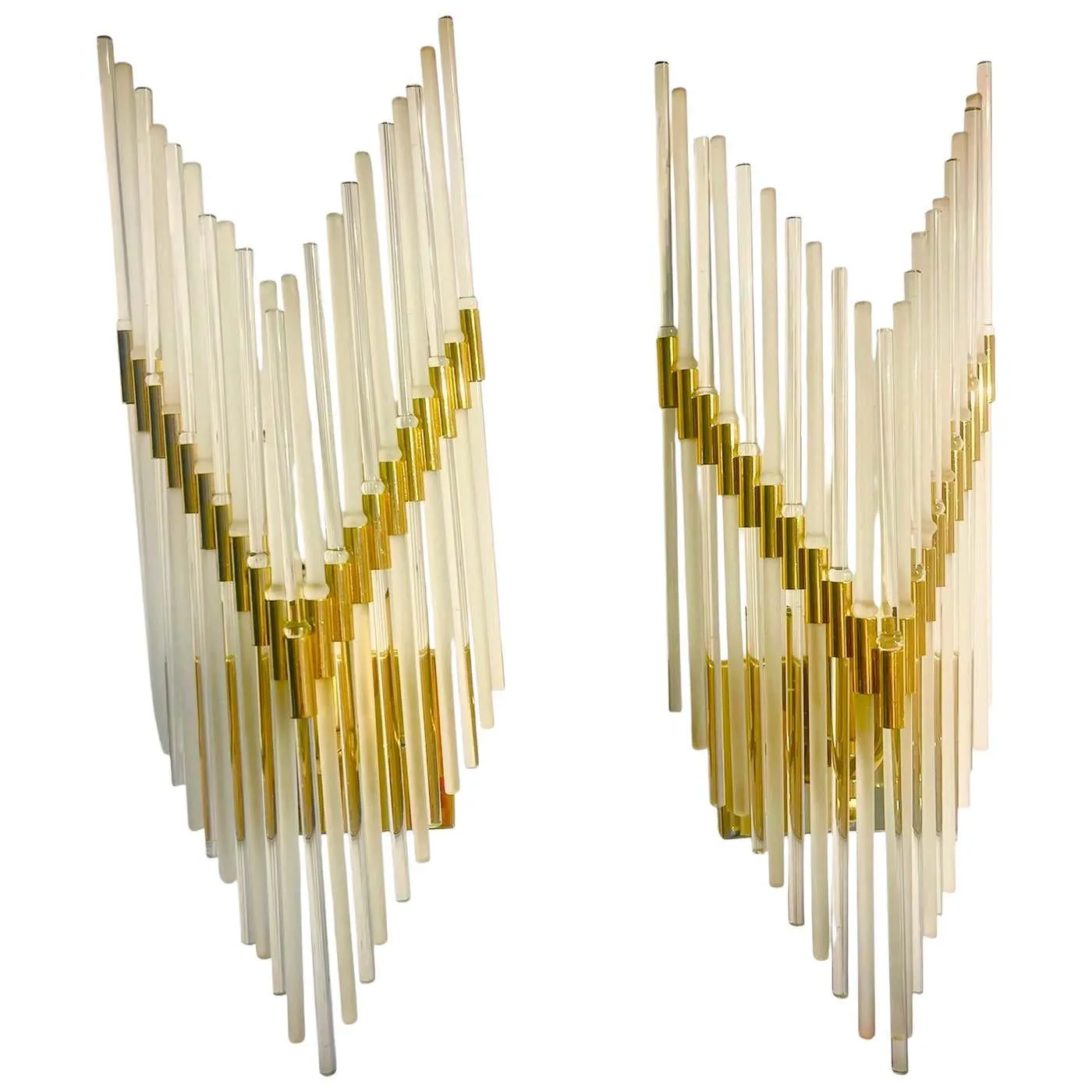 Gaetano Sciolari glass wall lighting murano pair, italy 1970s