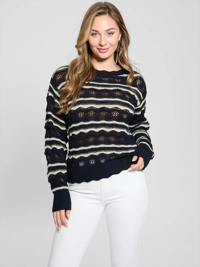 Valerie Striped Open-Knit Sweater