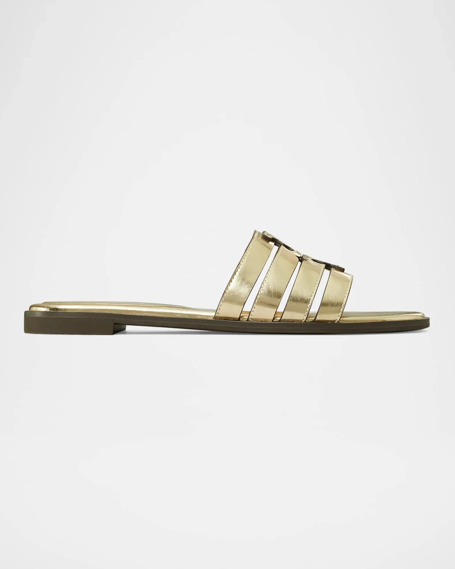 Ines Caged Metallic Flat Slide Sandals