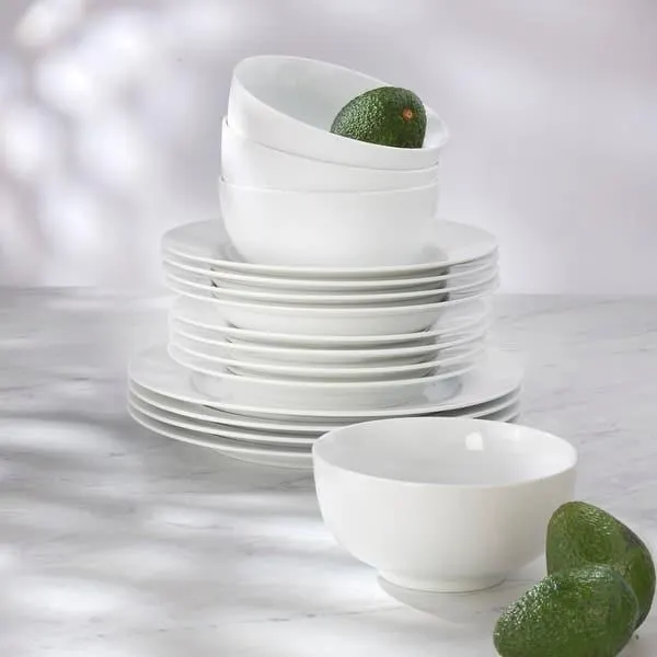 Euro Ceramica White Essential 16 Piece Classic Rim Dinnerware Set