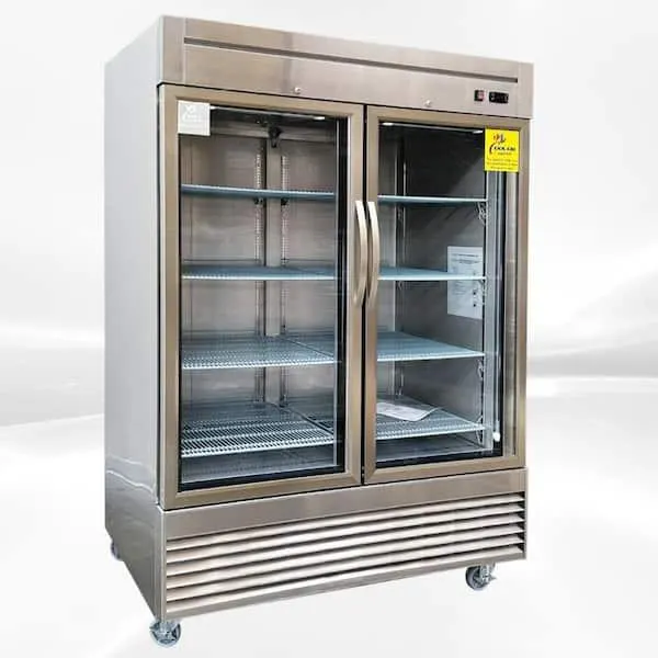 55 in. 47 cu. ft. Commercial 2 Glass Door Reach In Refrigerator in Stainless Steel
