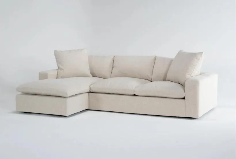Shuffle 108" Beige Fabric Sofa With Reversible Chaise | Track Arms