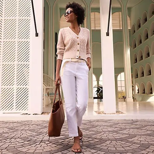 Women's Mid Rise Classic Straight Leg Chino Ankle Pants
