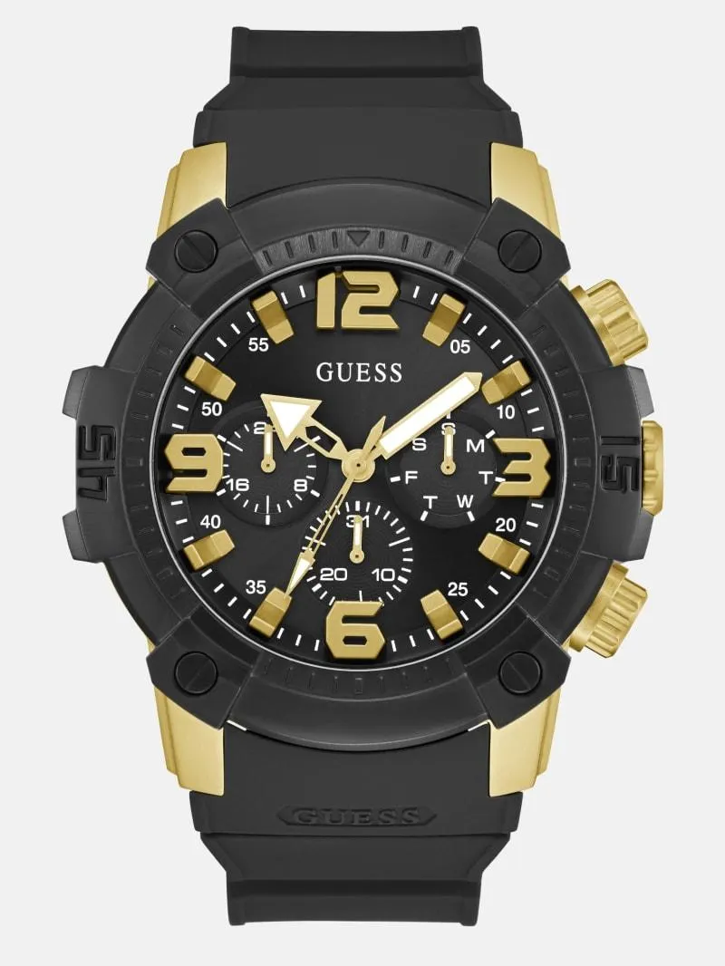 Black Chronograph Silicon Watch