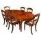 Vintage French Empire Revival Burr Walnut Dining Table and Chairs, 20th Century, Set of 7