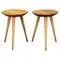 Mid-Century Czech Oak Tripod Stools attributed to Uluv, 1960s, Set of 2