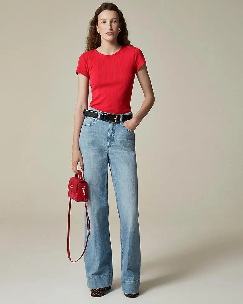 Pointelle short-sleeve T-shirt