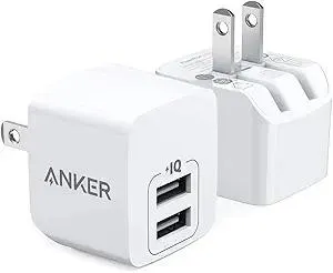 Anker 2-Pack Dual Port 12W USB A Charger Block with Foldable Plug, Charging Box Brick, Cube for iPhone 16 15 14 13 12 Pro Max, Galaxy S22 S21 Note 20