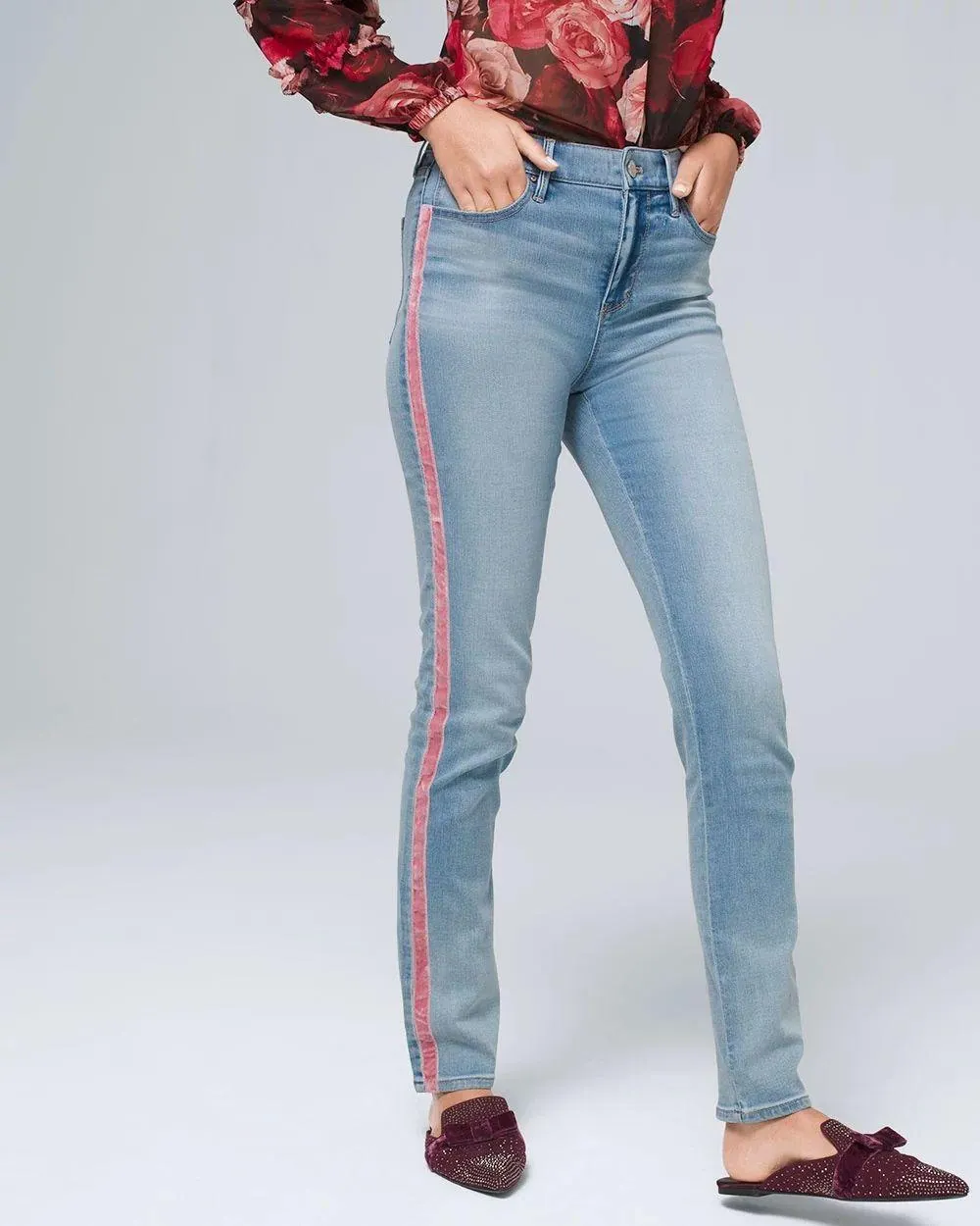 High-Rise Everyday Soft Denim ™ Slim Ankle Jeans With Piping Detail