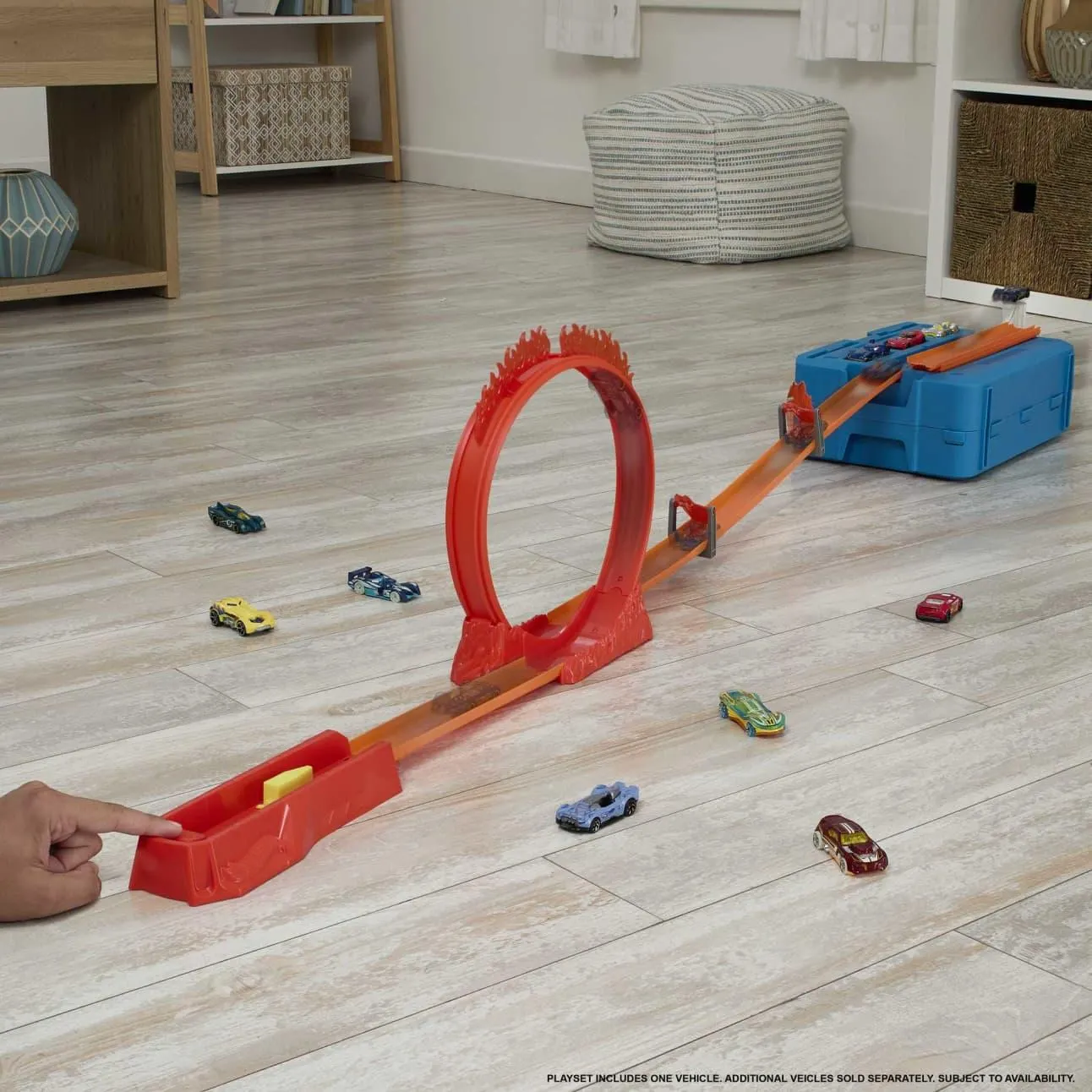 Hot Wheels Fire-Themed Track Building Set With 1 Hot Wheels Toy Car