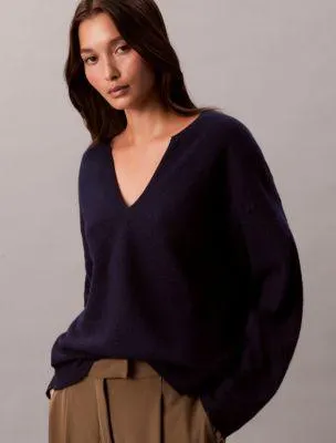 Merino Wool Relaxed V-Neck Sweater