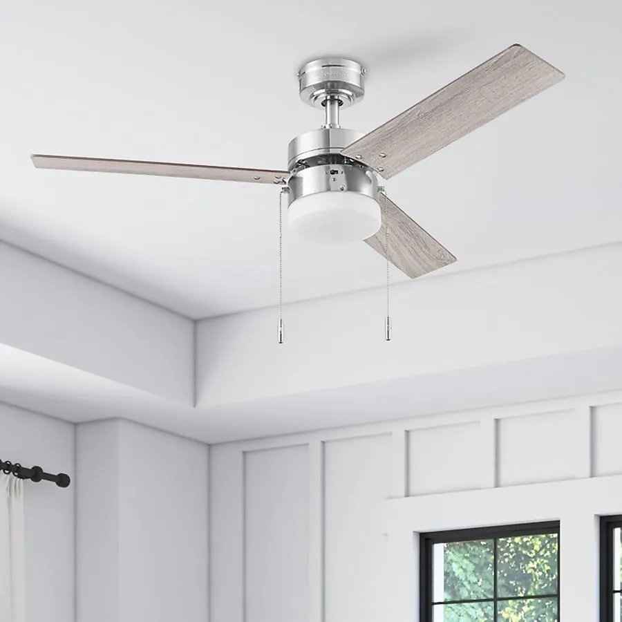 Harbor Breeze Vue 44-in Brushed nickel with Driftwood/cocoa Blades Ceiling Fan With Light ( 3 -Blade )
