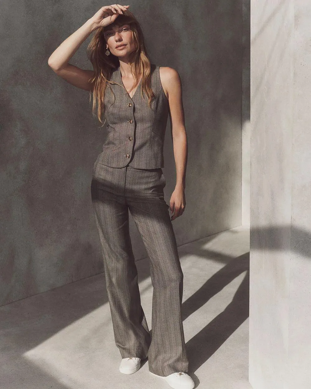 WHBM ® Luna Wide Leg Pinstripe Trousers