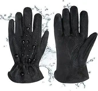 Men's Water Resistant Cowhide Leather Work Gloves for Construction,Gardening Gloves,Waterproof Mechanic Gloves
