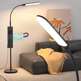 LED Floor Lamp, 18W Super Bright Floor Lamp for Living Room, Adjustable Stepless Colors & Brightness Standing Lamp, Eye Caring Reading Light with Remote