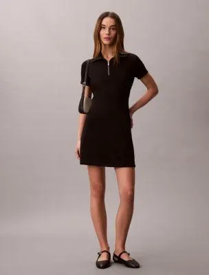 French Terry Logo Tape Quarter Zip Dress