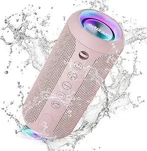 Ortizan Portable Bluetooth Speakers, IPX7 Waterproof Wireless Speaker with 24W Loud Stereo Sound, Deep Bass, Bluetooth 5.3, RGB Lights, Dual Pairing, 30H Playtime for Home, Outdoor, Party