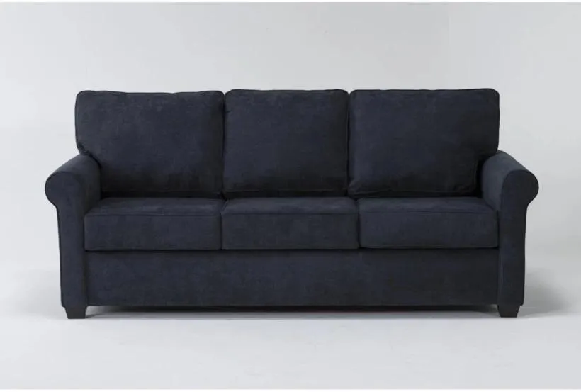 Athos Midnight Blue Fabric 86" Sofa | Rolled Arms | Rolled Arms | Loose Reversible Back