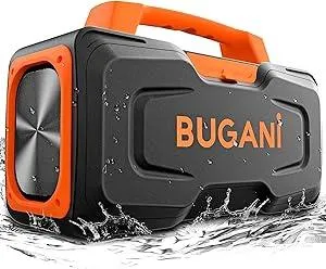 BUGANI Bluetooth Speaker - 80W Portable Wireless Speaker IPX7 Waterproof, 24H Playtime, Mic & AUX USB, Perfect for Parties & Pool
