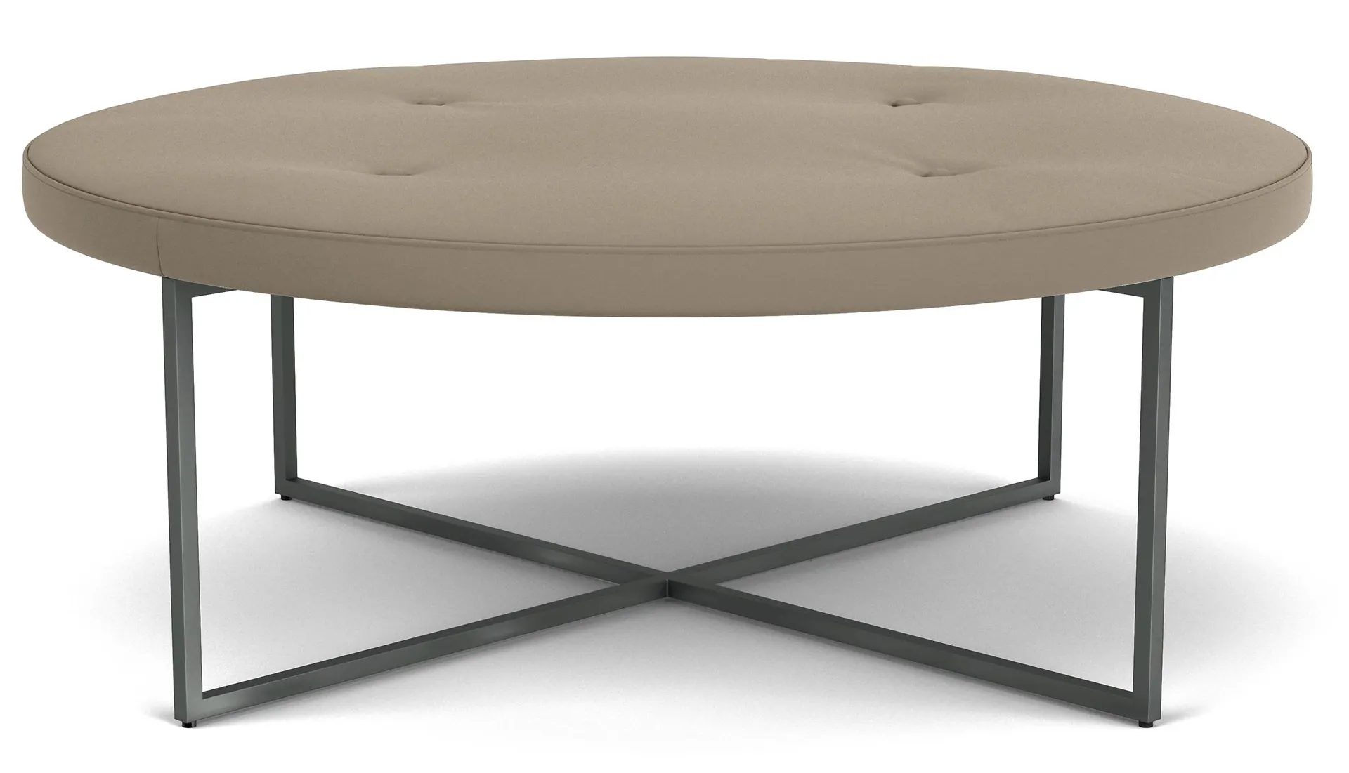 Sidney 42 diam 16h Round Ottoman in Vance Asphalt with Graphite Base