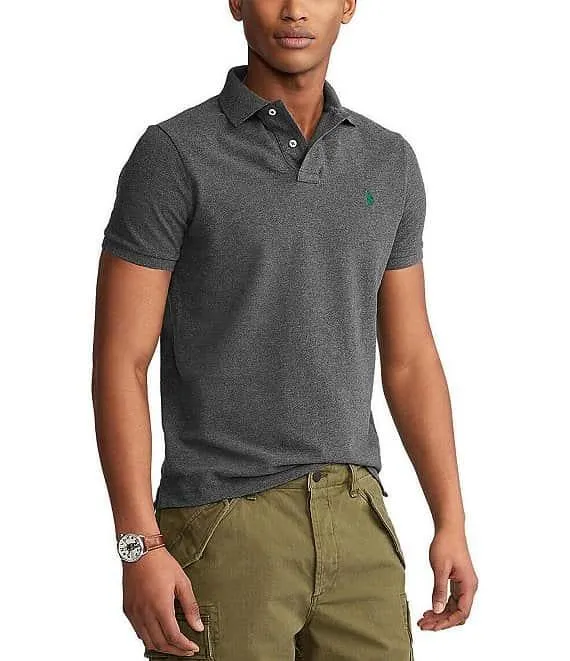 Custom Slim Fit Solid Mesh Polo Shirt