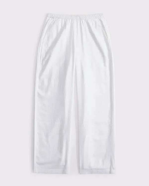 Straight Linen-Blend Pull-On Pant