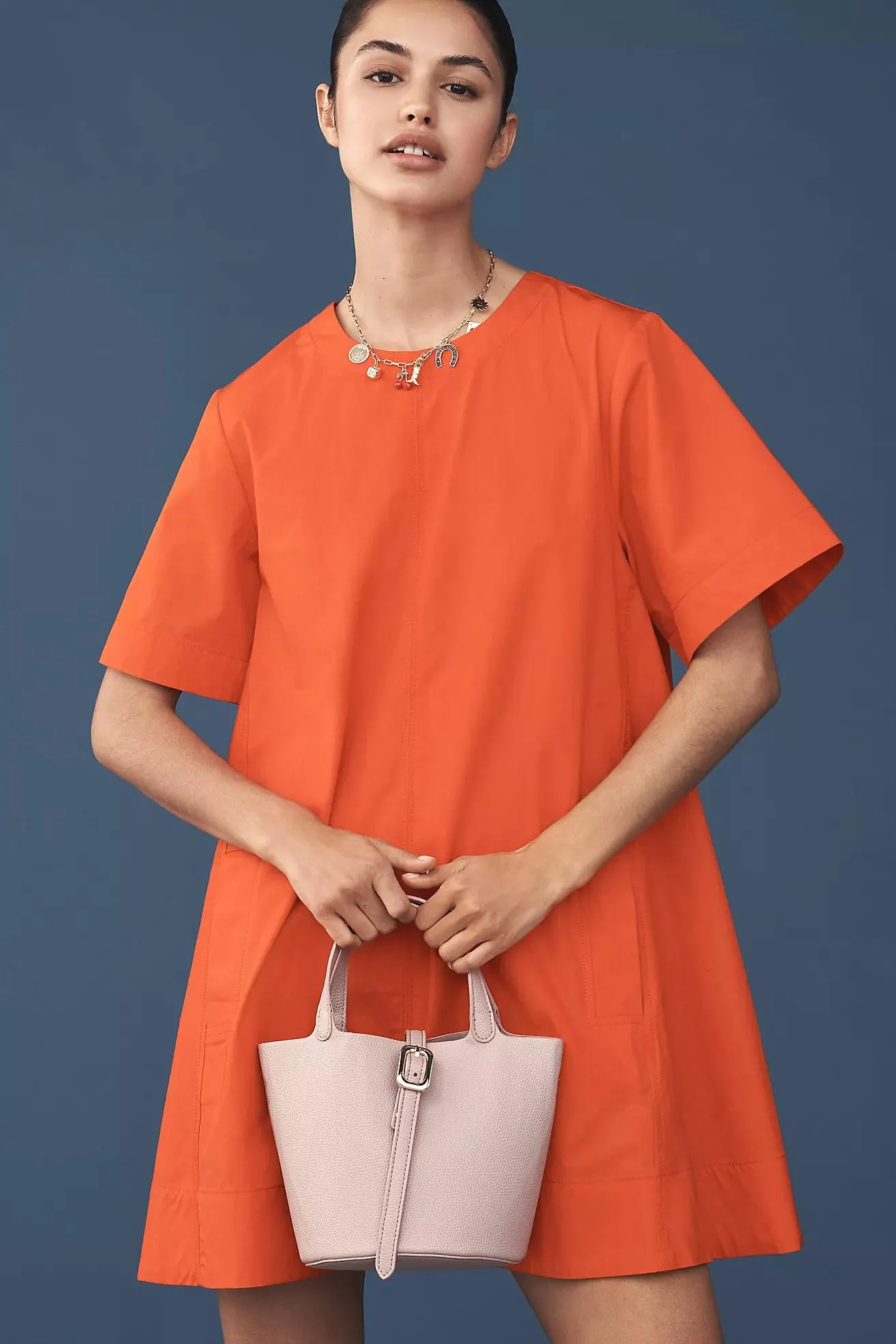 The Emmy Short-Sleeve Swing Mini Dress by Maeve