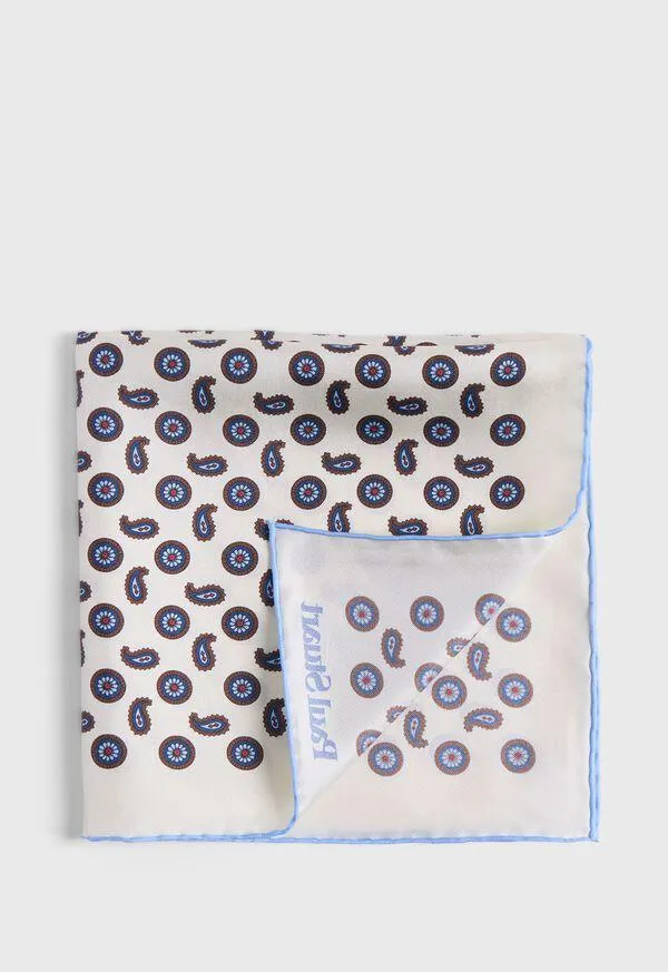 Printed Silk Tossed Medallion Pocket Square