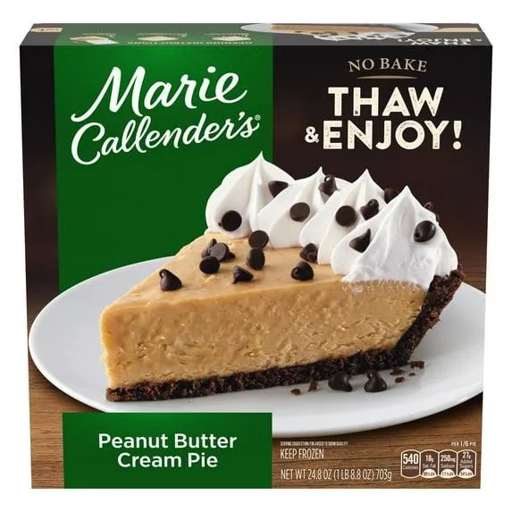 Marie Callender's Peanut Butter Cream Pie, Thaw & Enjoy Frozen Dessert, 24.8 oz. (frozen)