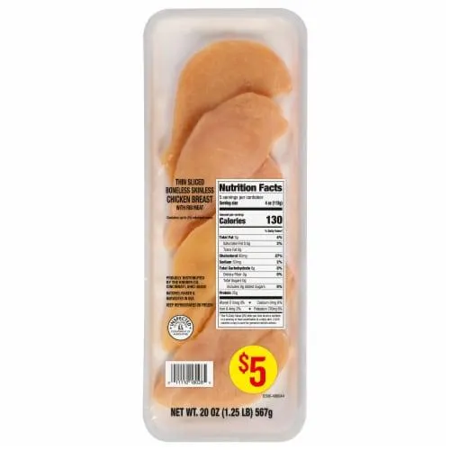 Kroger® Boneless Skinless Uncooked Chicken Breast With Rib Meat Thin-Sliced