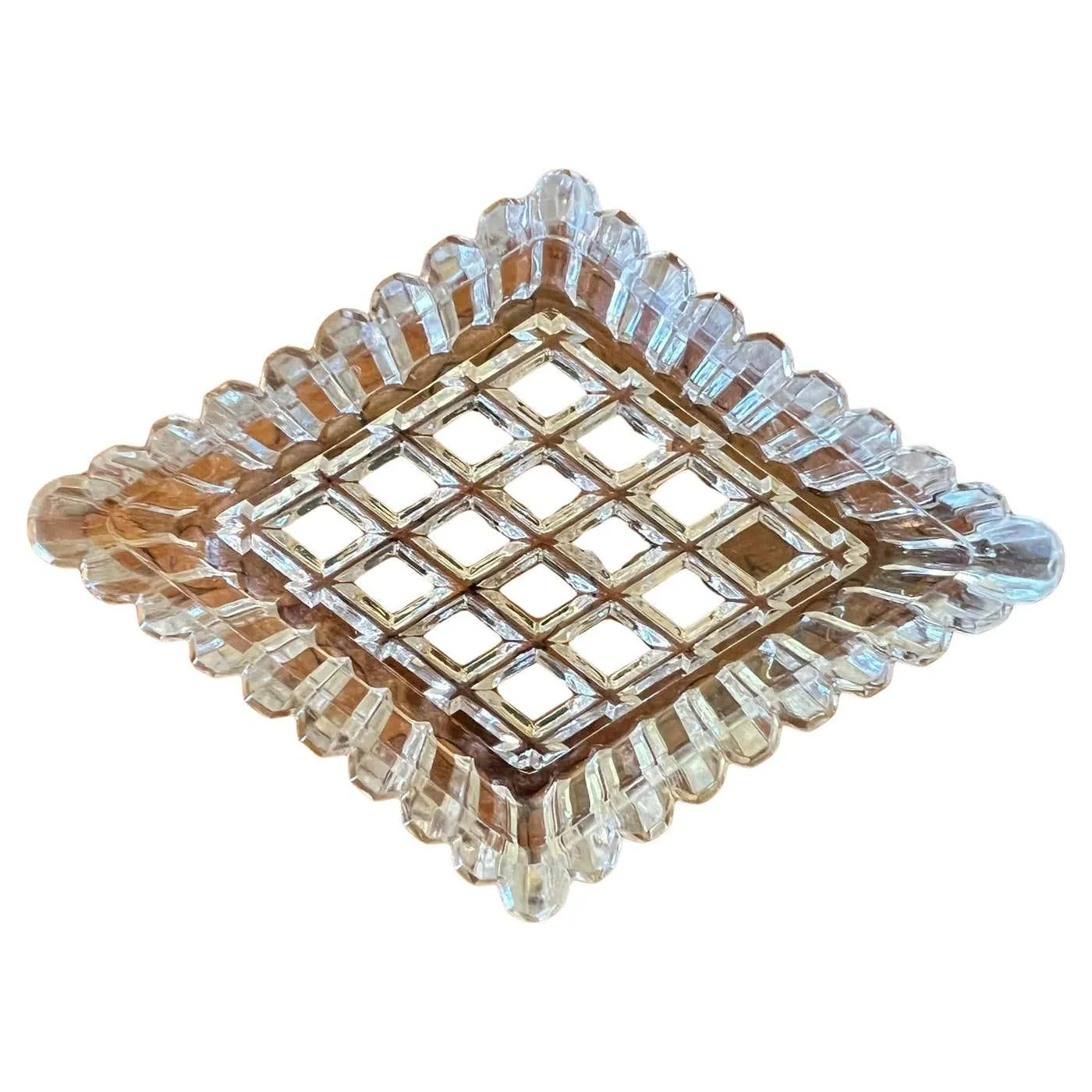 Vintage Glass Diamond Trinket Dish