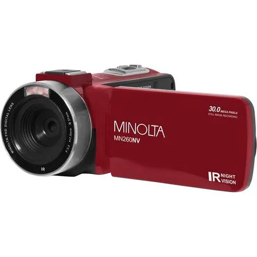 Minolta MN260NV 1080P FHD / 30 MP Night Vision Camcorder; Red - Open Box