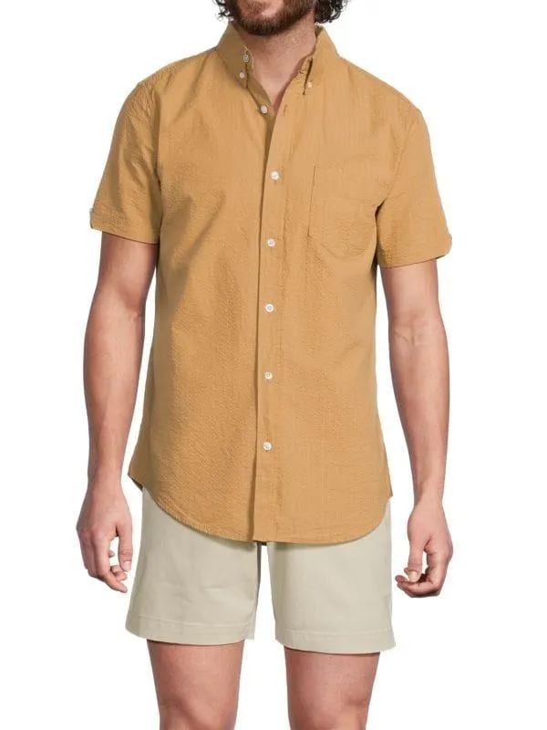 Short-Sleeve Seersucker Cotton Shirt