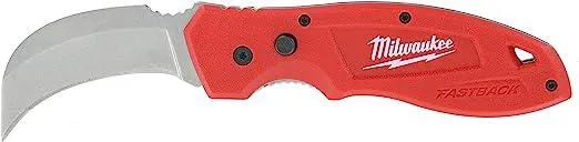 Milwaukee 48-22-1985 Fastback Hawk Bill Folding Knife w/Belt Clip and Lanyard Hole, Metal