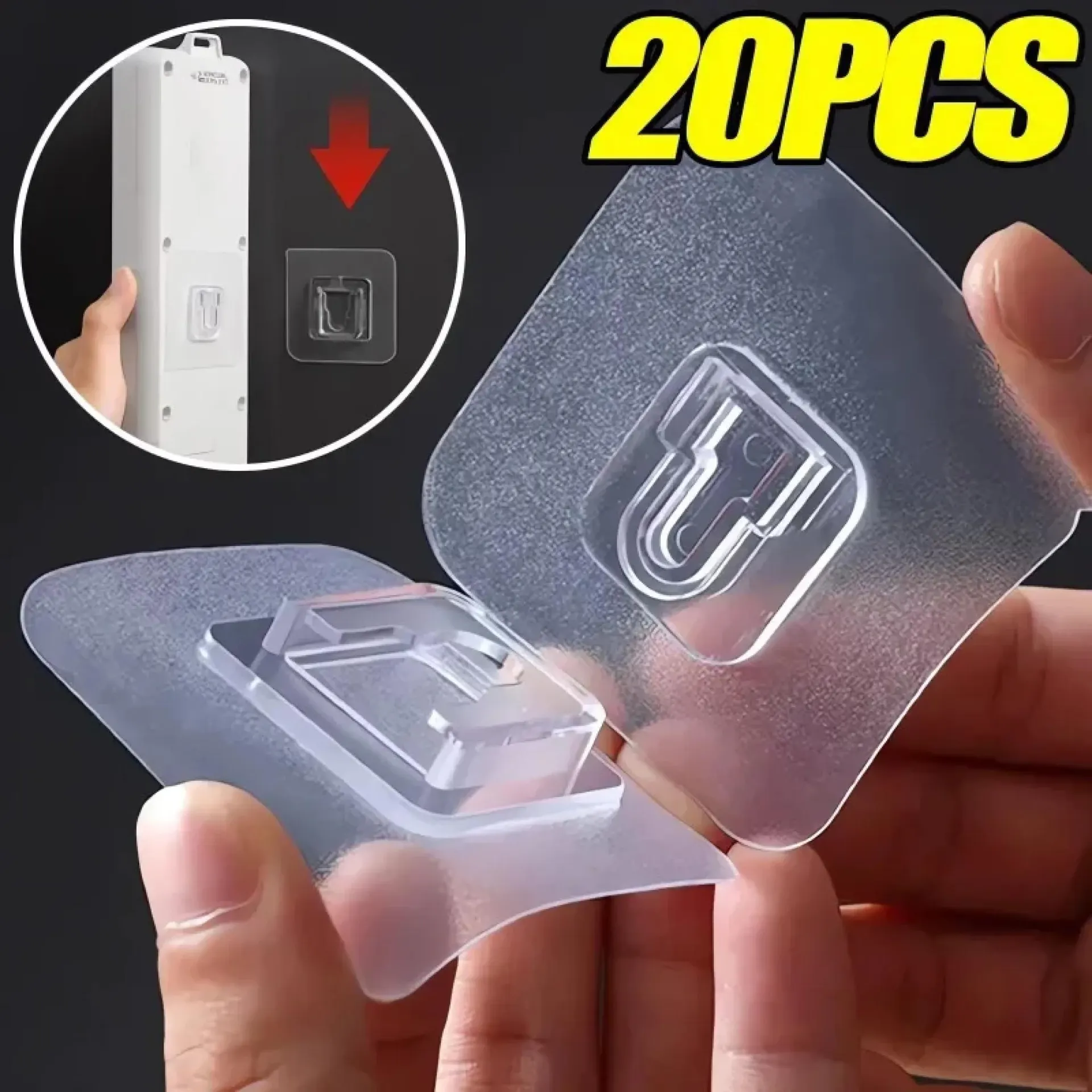 Ganchos de pared adhesivos de doble cara con ventosa transparente resistente para cocina, baño, almacenamiento, enchufes y soportes