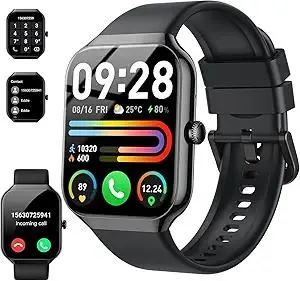 Smart Watch(Answer/Make Call), 1.96" HD Smartwatch for Men Women, 2025 Fitness Activity Tracker with Heart Rate/Sleep Monitor/Pedometer/110+ Sport Modes, IP68 Waterproof Fitness Watch for Android iOS